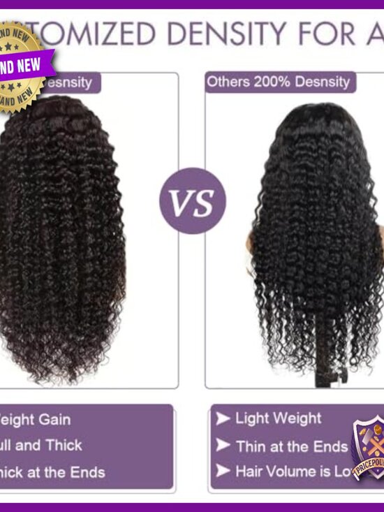 13x6 HD Lace Front Wig 250% Density Deep Wave Human Hair Glueless main image 4